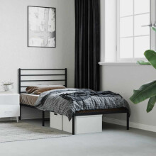 Berkfield Metal Bed Frame without Mattress with Headboard Black 107x203cm