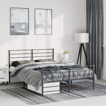 Berkfield Metal Bed Frame without Mattress with Footboard Black 135x190cm