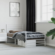 Berkfield Metal Bed Frame without Mattress with Footboard White 107x203cm