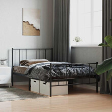 Berkfield Metal Bed Frame without Mattress with Footboard Black 75x190cm