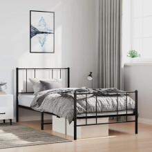 Berkfield Metal Bed Frame without Mattress with Footboard Black 100x190cm