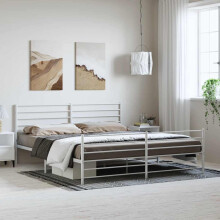 Berkfield Metal Bed Frame without Mattress with Footboard White 183x213cm