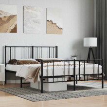 Berkfield Metal Bed Frame without Mattress with Footboard Black 160x200cm