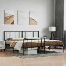 Berkfield Metal Bed Frame without Mattress with Footboard Black 193x203cm