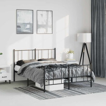Berkfield Metal Bed Frame without Mattress with Footboard Black 135x190cm