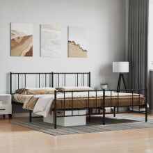 Berkfield Metal Bed Frame without Mattress with Footboard Black 200x200cm