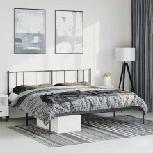 Berkfield Metal Bed Frame without Mattress with Headboard Black 193x203cm