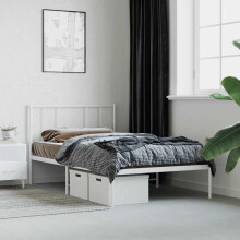 Berkfield Metal Bed Frame without Mattress with Headboard White 80x200cm