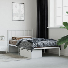 Berkfield Metal Bed Frame without Mattress with Headboard White 90x200cm