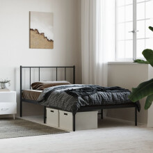 Berkfield Metal Bed Frame without Mattress with Headboard Black 90x200cm
