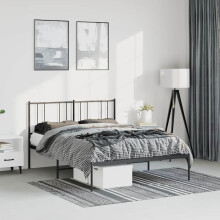 Berkfield Metal Bed Frame without Mattress with Headboard Black 135x190cm