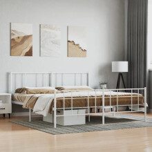 Berkfield Metal Bed Frame without Mattress with Footboard White 200x200cm