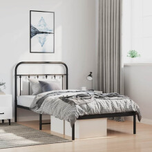 Berkfield Metal Bed Frame without Mattress with Headboard Black 100x190cm