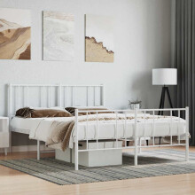 Berkfield Metal Bed Frame without Mattress with Footboard White 120x200cm