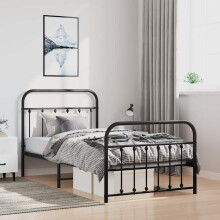Berkfield Metal Bed Frame without Mattress with Footboard Black 100x190cm