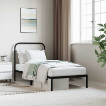 Berkfield Metal Bed Frame without Mattress with Headboard Black 90x200cm