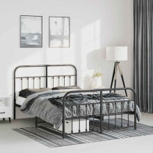 Berkfield Metal Bed Frame without Mattress with Footboard Black 150x200cm