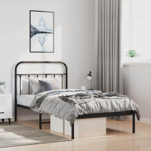 Berkfield Metal Bed Frame without Mattress with Headboard Black 100x200cm