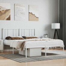 Berkfield Metal Bed Frame without Mattress with Headboard White 140x200cm