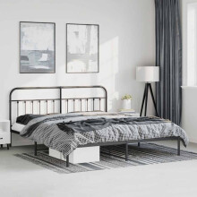 Berkfield Metal Bed Frame without Mattress with Headboard Black 193x203cm
