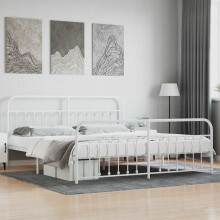 Berkfield Metal Bed Frame without Mattress with Footboard White 200x200cm