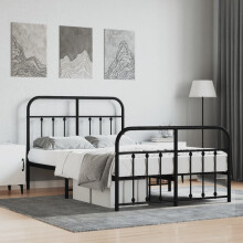 Berkfield Metal Bed Frame without Mattress with Footboard Black 120x200cm