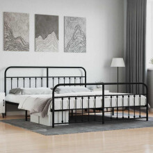 Berkfield Metal Bed Frame without Mattress with Footboard Black 200x200cm