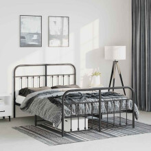 Berkfield Metal Bed Frame without Mattress with Footboard Black 135x190cm