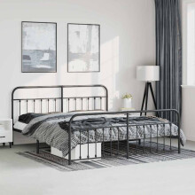Berkfield Metal Bed Frame without Mattress with Footboard Black 183x213cm