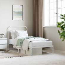 Berkfield Metal Bed Frame without Mattress with Headboard White 90x190cm