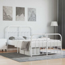 Berkfield Metal Bed Frame without Mattress with Footboard White 120x190cm