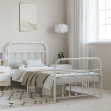 Berkfield Metal Bed Frame without Mattress with Footboard White 100x200cm