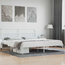 Berkfield Metal Bed Frame without Mattress with Headboard White 200x200cm