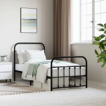Berkfield Metal Bed Frame without Mattress with Footboard Black 90x190cm