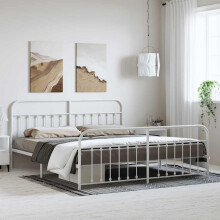 Berkfield Metal Bed Frame without Mattress with Footboard White 183x213cm