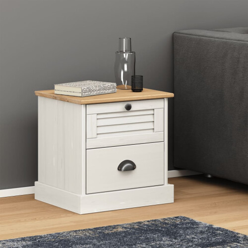 Berkfield Bedside Cabinet VIGO White 42x35x42 cm Solid Wood Pine