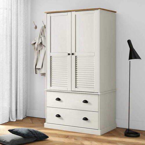 Berkfield Wardrobe VIGO White 90x55x170 cm Solid Wood Pine
