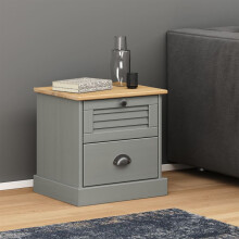 Berkfield Bedside Cabinet VIGO Grey 42x35x42 cm Solid Wood Pine