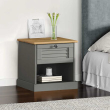 Berkfield Bedside Cabinet VIGO Grey 42x35x42 cm Solid Wood Pine
