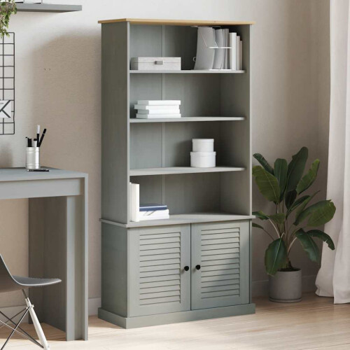 Berkfield Bookcase VIGO Grey 85x35x170 cm Solid Wood Pine