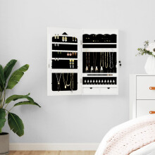 Berkfield Mirror Jewellery Cabinet Wall Mounted White 37.5x10x67 cm