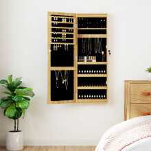 Berkfield Mirror Jewellery Cabinet with LED Lights Wall Mounted