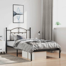Berkfield Metal Bed Frame without Mattress with Headboard Black 100x190cm