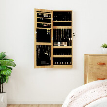 Berkfield Mirror Jewellery Cabinet with LED Lights Wall Mounted