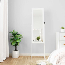 Berkfield Mirror Jewellery Cabinet with LED Lights Free Standing White