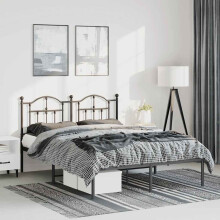 Berkfield Metal Bed Frame without Mattress with Headboard Black 135x190cm