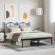 Berkfield Metal Bed Frame without Mattress with Headboard Black 140x200cm