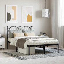 Berkfield Metal Bed Frame without Mattress with Headboard Black 120x190cm