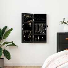 Berkfield Mirror Jewellery Cabinet Wall Mounted Black 30x8.5x67 cm