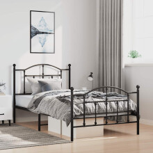 Berkfield Metal Bed Frame without Mattress with Footboard Black 100x200cm
